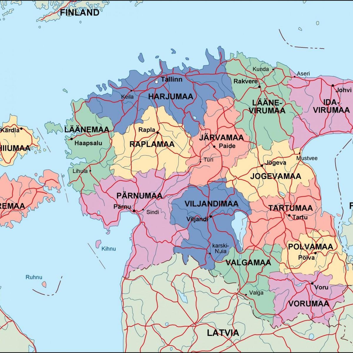 карта Эстонии политические