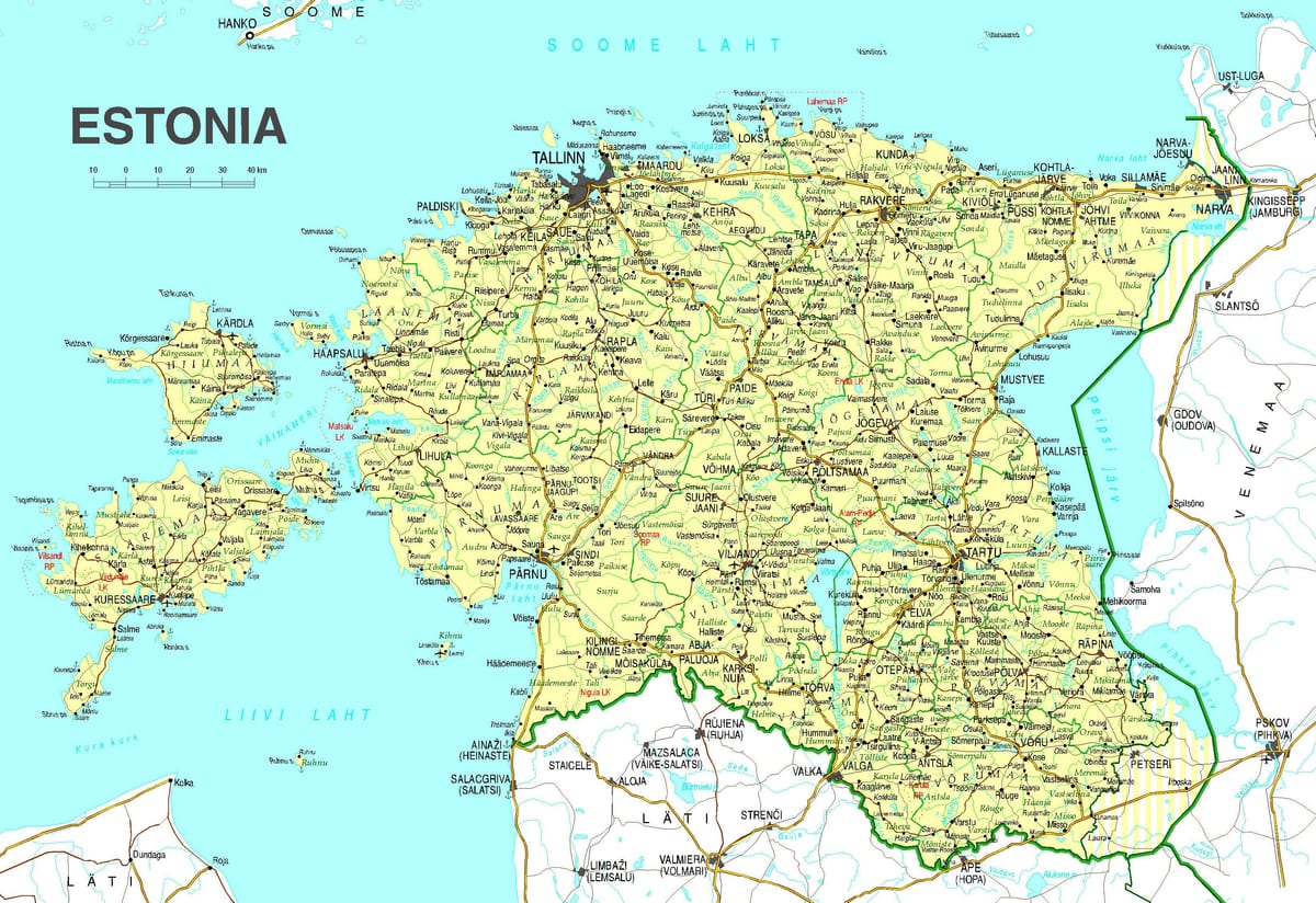 карта Эстонии дороге