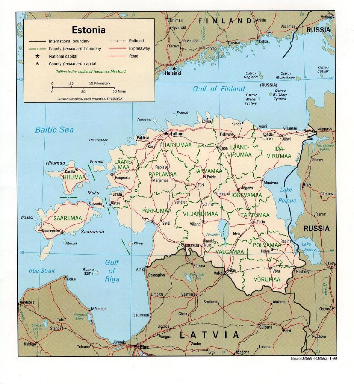 карта Эстонии, карта проезда 