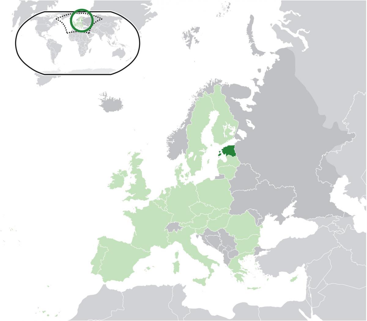 Эстония на карте Европы